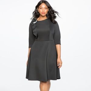 Eloquii Black Rose Ruffle Dress